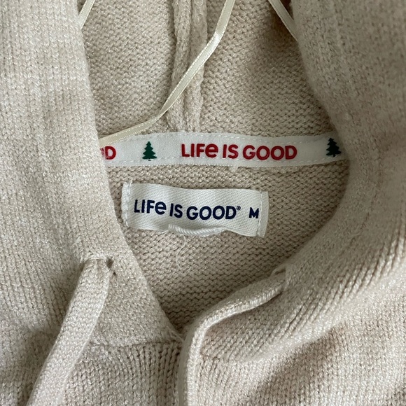 Life is Good Snow Day Knitted Pullo Hoodie Size M - Picture 8 of 10